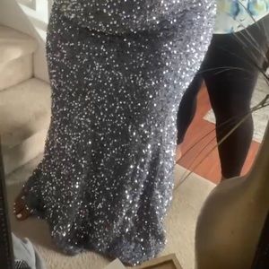Silver sequin prom dress